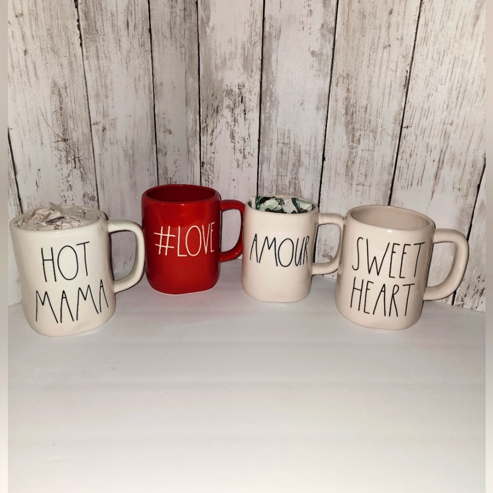 Rae Dunn Valentine's Mug Lot of 4 NEW